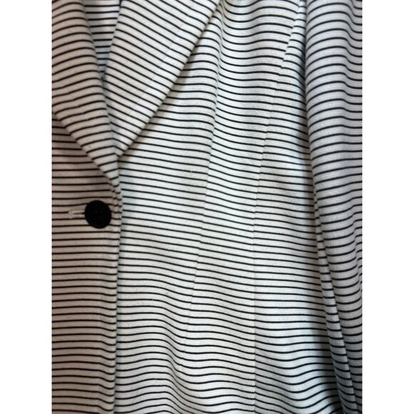 Calvin Klein Womens One Button Knit Blazer Jacket  Sz 6 White Black Stripe - Picture 8 of 13